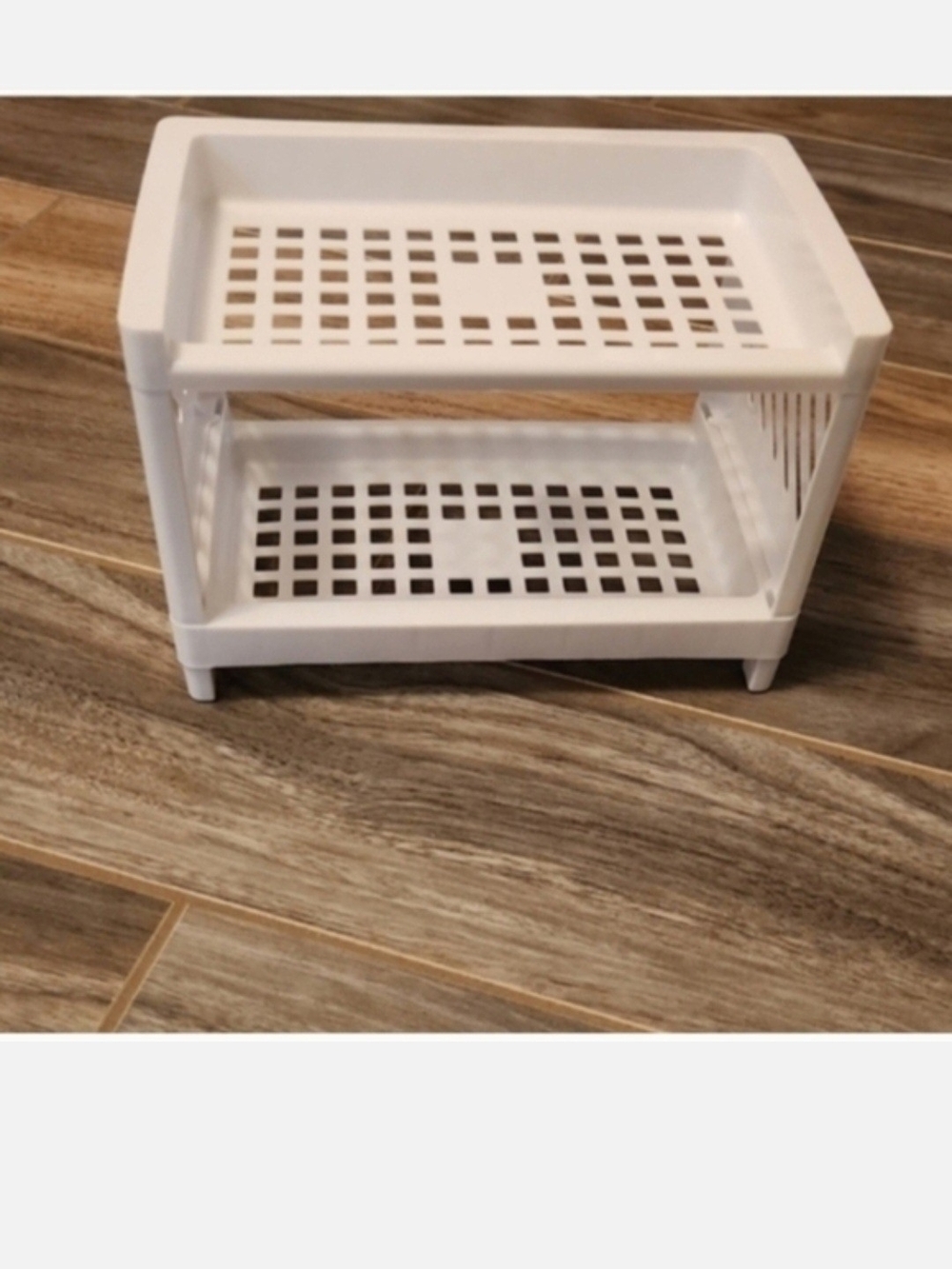 White 2-Tier Plastic Shelf Organizer X 2